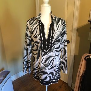 Michael Kors Blk wht Tunic Sz L